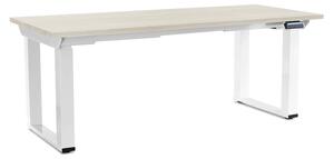 Masă înălțime reglabilă OfficeTech Strong 180 x 80 cm, picioare albe, frasin alb