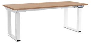 Masă înălțime reglabilă OfficeTech Strong 180 x 80 cm, picioare albe, stejar
