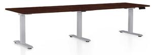 Masă înălțime reglabilă OfficeTech Long, 260 x 80 cm, picioare gri, wenge