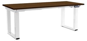 Masă înălțime reglabilă OfficeTech Strong 180 x 80 cm, picioare albe, nuc
