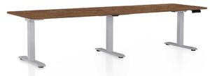 Masă înălțime reglabilă OfficeTech Long, 260 x 80 cm, picioare gri, stejar silverjack