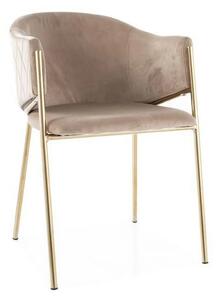 Scaun BONO, bej/auriu, stofa catifelata/metal, 55x44x77 cm