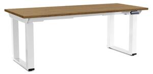 Masă înălțime reglabilă OfficeTech Strong 180 x 80 cm, picioare albe, stejar piatra