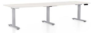 Masă înălțime reglabilă OfficeTech Long, 260 x 80 cm, picioare gri, frasin alb
