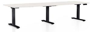 Masă înălțime reglabilă OfficeTech Long, 260 x 80 cm, picioare negre, frasin alb