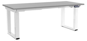 Masă înălțime reglabilă OfficeTech Strong 180 x 80 cm, picioare albe, gri deschis