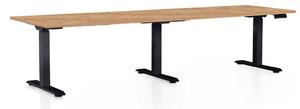Masă înălțime reglabilă OfficeTech Long, 260 x 80 cm, picioare negre, stejar kraft
