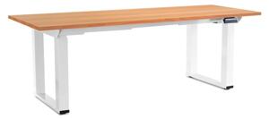 Masă înălțime reglabilă OfficeTech Strong 200 x 80 cm, picioare albe, fag