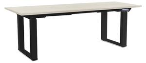 Masă înălțime reglabilă OfficeTech Strong 200 x 80 cm, picioare negre, frasin alb
