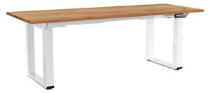 Masă înălțime reglabilă OfficeTech Strong 200 x 80 cm, picioare albe, stejar kraft
