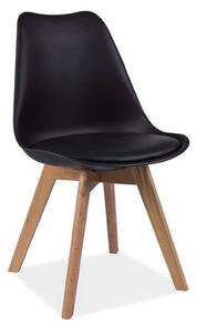Scaun KRIS, negru/stejar, polipropilena/piele ecologica/lemn, 49x43x83