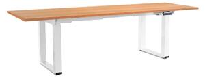 Masă înălțime reglabilă OfficeTech Strong 240 x 80 cm, picioare albe, fag