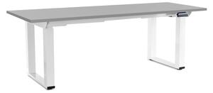 Masă înălțime reglabilă OfficeTech Strong 200 x 80 cm, picioare albe, gri deschis