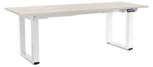 Masă înălțime reglabilă OfficeTech Strong 200 x 80 cm, picioare albe, frasin alb