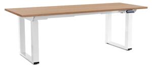 Masă înălțime reglabilă OfficeTech Strong 200 x 80 cm, picioare albe, stejar