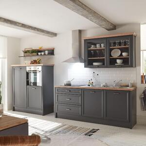 Mobila bucatarie in 2 culori JASMIN, gri grafit/stejar artisan, PAL, 3