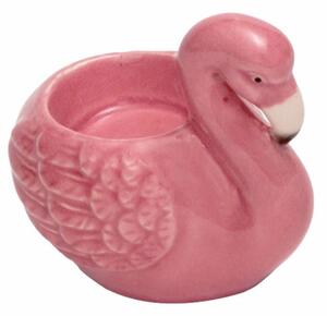 Suport decorativ din ceramica pentru lumanare Pufo, model Flamingo