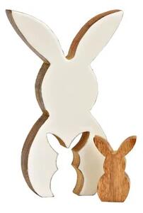 Iepuras de lemn de Paste HOPPYDUO set 2 buc, 20 cm, alb