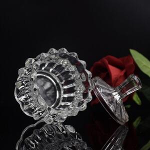 Bomboniera tip zaharnita Pufo Elegance din sticla cu capac, 12 cm