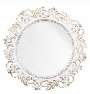 Oglinda decorativa eleganta de perete Pufo Glorious, rotunda, 48 cm, alb