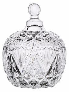 Bomboniera eleganta Pufo Elegant din sticla cu capac, 14 cm, transparent