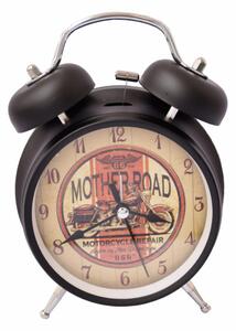 Ceas de masa desteptator Pufo Motorcycle, metalic, 15 cm, negru