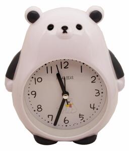 Ceas de masa desteptator pentru copii Pufo, model Ursuletul Grijuliu, 26 cm, alb/ gri
