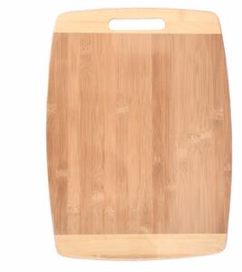 Tocator de bucatarie universal din lemn de bambus cu maner, Pufo, maro, 40 x 30 cm