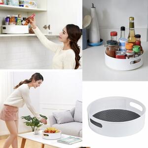 Organizator rotativ tip tava Pufo pentru frigider sau dulap cu suprafata antialunecare, 22 cm
