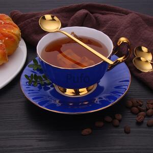 Set 6 lingurite Pufo Simple pentru cafea, ceai, desert, otel inoxidabil, auriu 13 cm
