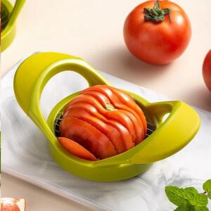 Dispozitiv manual Pufo pentru feliat fructe si legume, marul, rosii, 18 cm, verde
