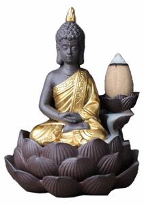 Suport ardere conuri parfumate Pufo Buddha, pentru aromaterapie, 13 cm