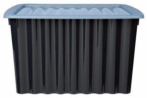 Cutie practica cu capac 18 L pentru depozitare si organizare, 39 x 29 x 22.5 cm, Negru/Albastru