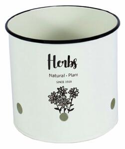 Recipient metalic de bucatarie Pufo Herbs pentru organizare si depozitare tacamuri, ustensile, plicuri de ceai, capsule cafea, alb