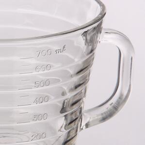 Latiera gradata Pufo din sticla, pentru spumare lapte, cappuccino, tip ulcior barista cu maner, 700 ml