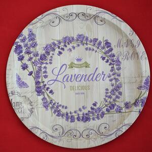 Farfurie metalica rotunda Pufo Purple lavender pentru servire desert, prajituri, aperitive, 33 cm