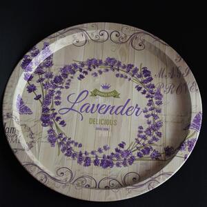 Farfurie metalica rotunda Pufo Purple lavender pentru servire desert, prajituri, aperitive, 33 cm