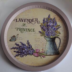 Farfurie metalica rotunda Pufo Lavender de Provence pentru servire desert, prajituri, aperitive, 33 cm