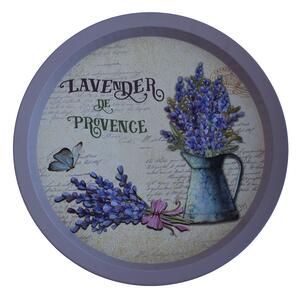 Farfurie metalica rotunda Pufo Lavender de Provence pentru servire desert, prajituri, aperitive, 33 cm