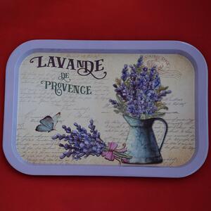 Farfurie metalica Pufo Lavender de Provence pentru servire desert, prajituri, aperitive, 34 x 23 cm