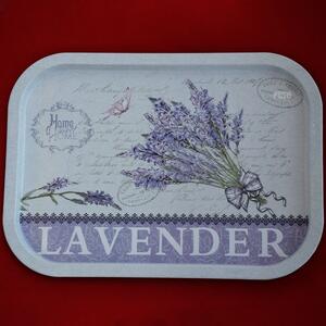 Farfurie metalica Pufo Sweet home of lavender pentru servire desert, prajituri, aperitive, 40 x 29 cm