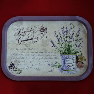 Farfurie metalica Pufo Lavender pentru servire desert, prajituri, aperitive, 40 x 29 cm