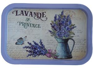 Farfurie metalica Pufo Lavender de Provence pentru servire desert, prajituri, aperitive, 34 x 23 cm