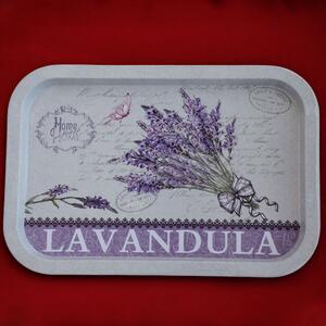 Farfurie metalica Pufo Sweet home of lavender pentru servire desert, prajituri, aperitive, 34 x 23 cm