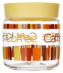 Recipient din sticla Pufo Yellow Coffee cu capac, pentru cafea, ceai, condimente, 750 ml