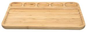 Platou Pufo din lemn de bambus pentru servire cu 6 compartimente, 33 cm, maro