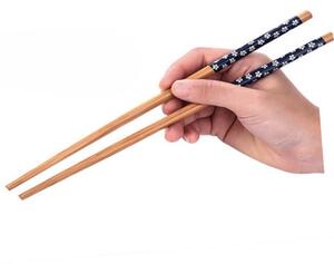 Set 5 perechi betisoare Pufo din bambus pentru sushi, 22 cm, maro/albastru