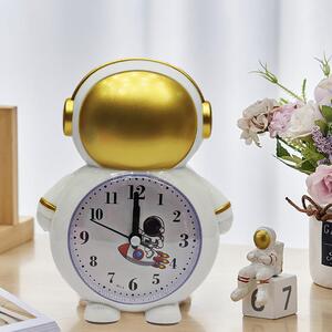 Ceas de masa desteptator pentru copii Pufo Astronaut, 15 cm, auriu