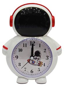 Ceas de masa desteptator pentru copii Pufo Astronaut, 15 cm, rosu