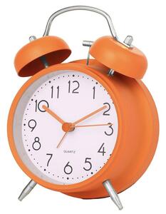 Ceas de masa desteptator Pufo Prime cu buton de iluminare cadran, metalic, 15 cm, portocaliu